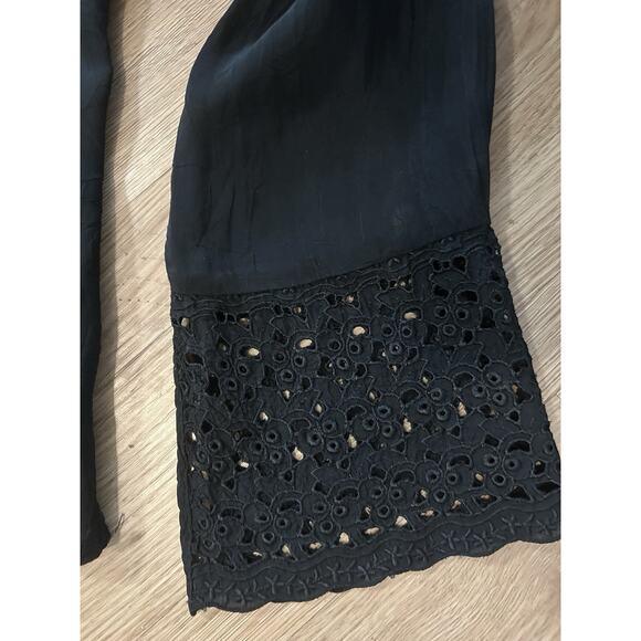 Johnny Was Sheer Crinkle Blouse W/ Lace Front & Sleeves - Size Small - Picture 5 of 6